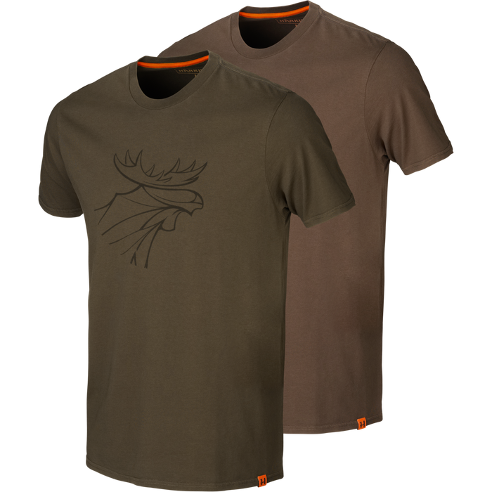 Härkila graphic t-shirt 2-pack Willow green/Slate brown  - Härkila