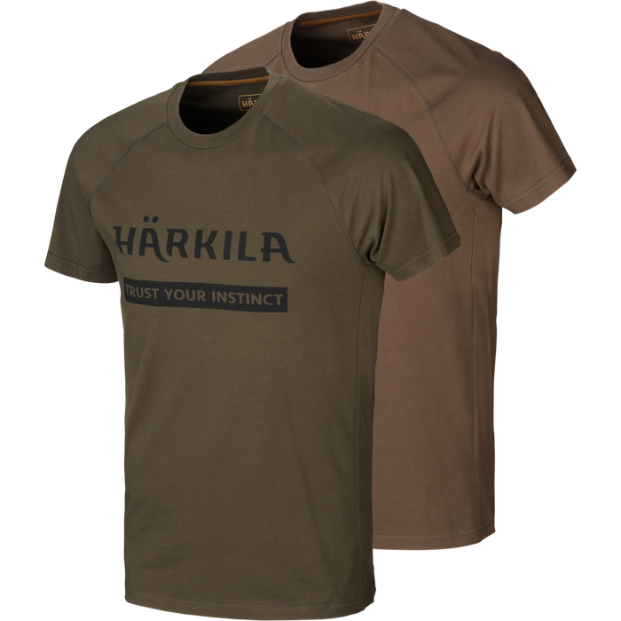 Härkila logo t-shirt 2-pack Willow green/Slate brown  - Härkila