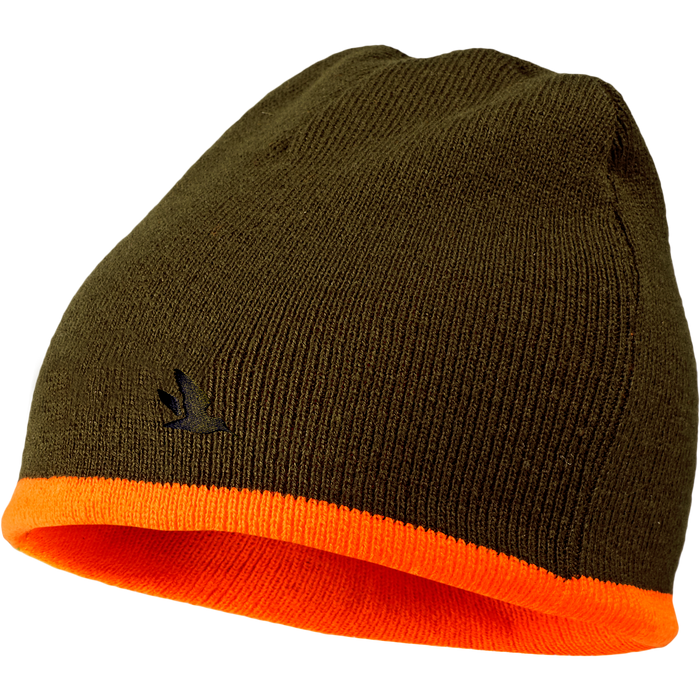 Ian Reversible beanie huva Hi-vis orange/Pine green - Seeland