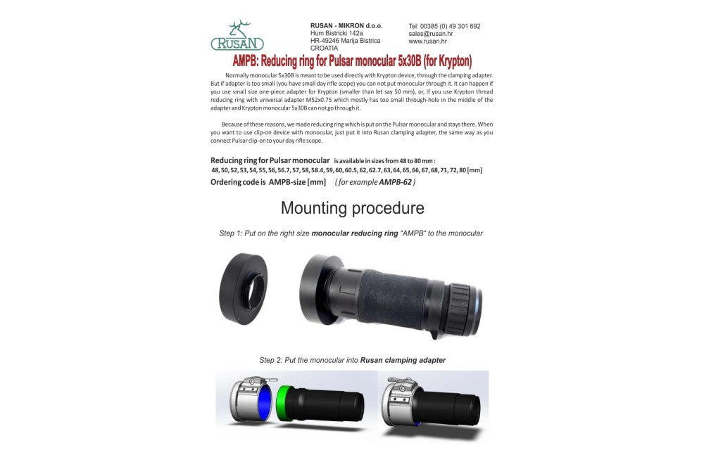 Reduceringsring för Pulsar 3x20B och 5x30B okular (Krypton) - Rusan