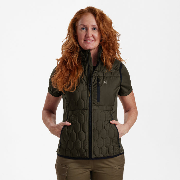 Lady Mossdale quiltad väst Forest Green - Deerhunter