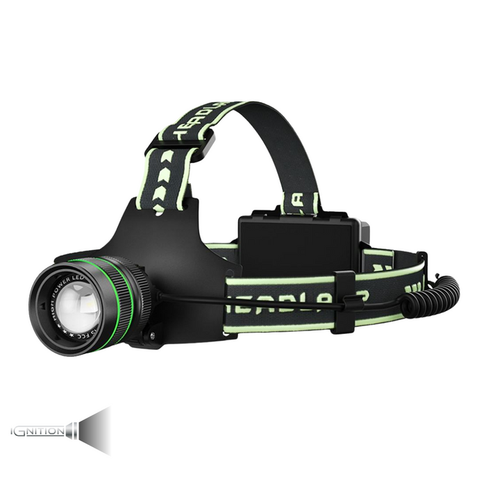 Extremt kraftfull pannlampa med 10 000 lumen + powerbank - Ignition