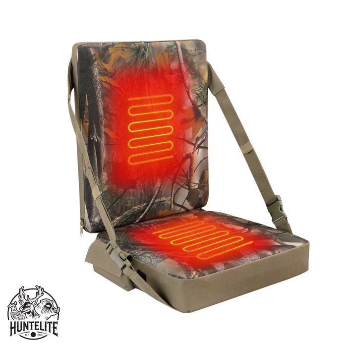 Lyxig sittdyna i camo med värme - HuntElite