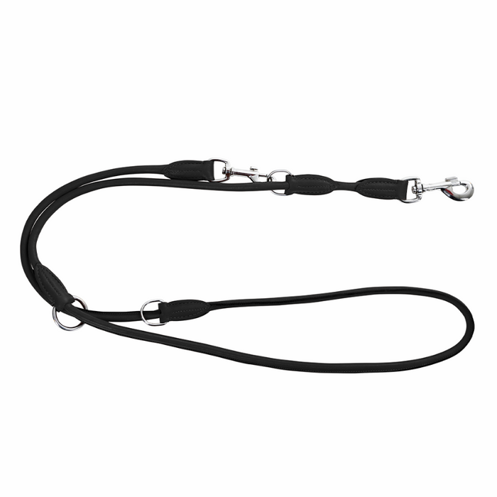Hundkoppel Roma runt läder – Svart – Kerbl