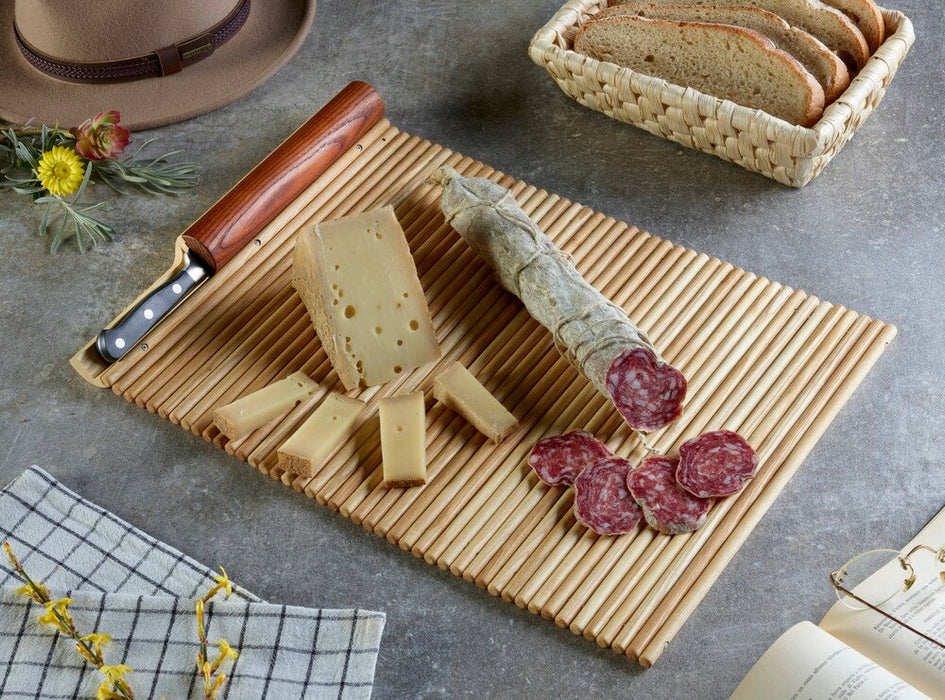 Vikbart skärbräde i ask med kniv - Legnoart GUALTIERO