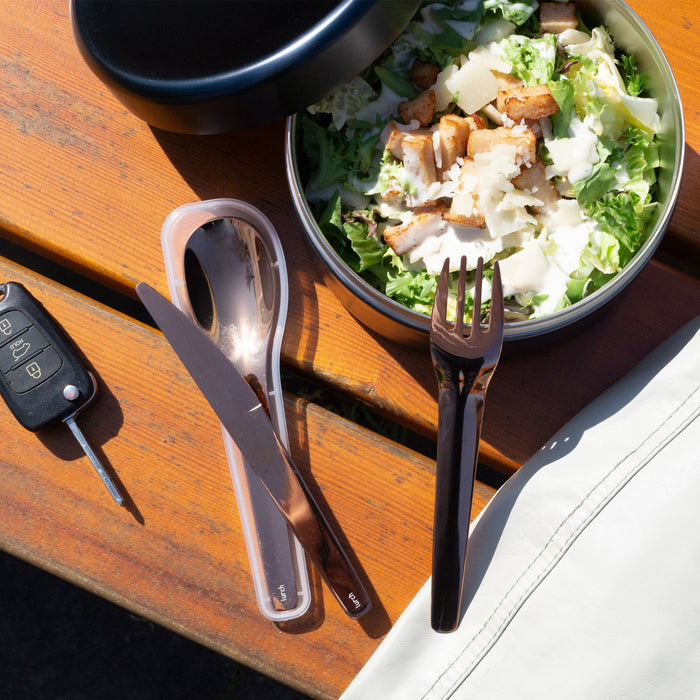 Bestickset To-Go rostfritt stål / brons med förvaringsbox - Lurch