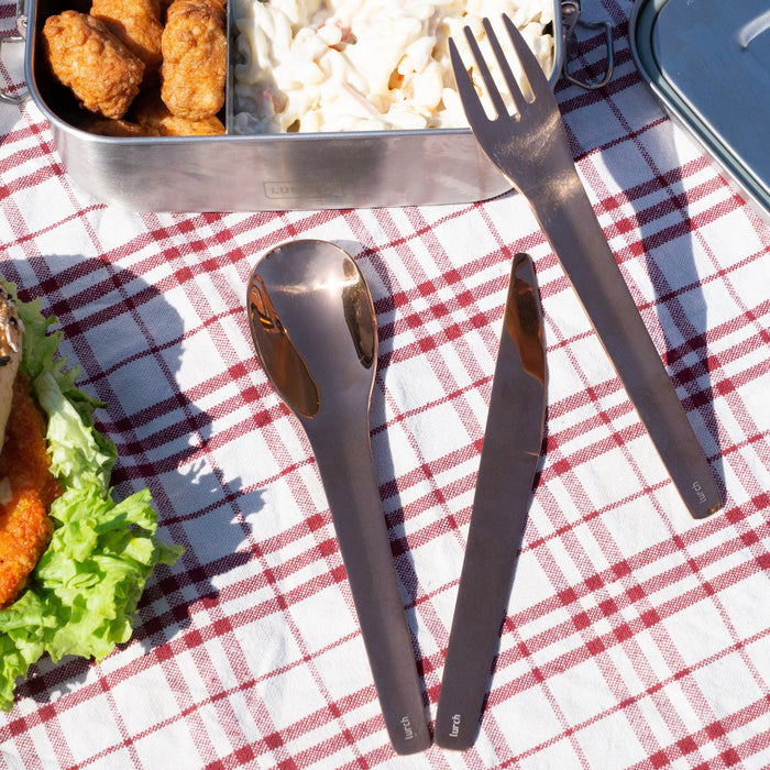 Bestickset To-Go rostfritt stål / brons med förvaringsbox - Lurch
