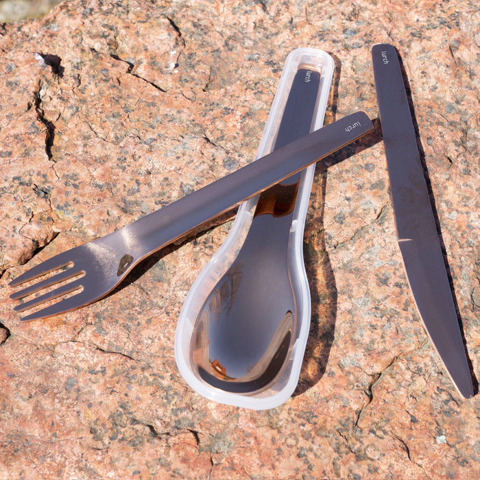 Bestickset To-Go rostfritt stål / brons med förvaringsbox - Lurch