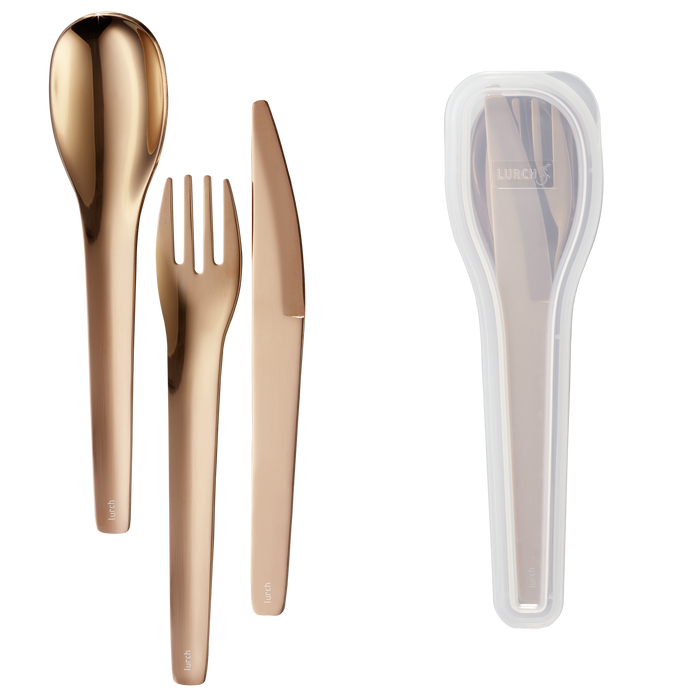 Bestickset To-Go rostfritt stål / brons med förvaringsbox - Lurch