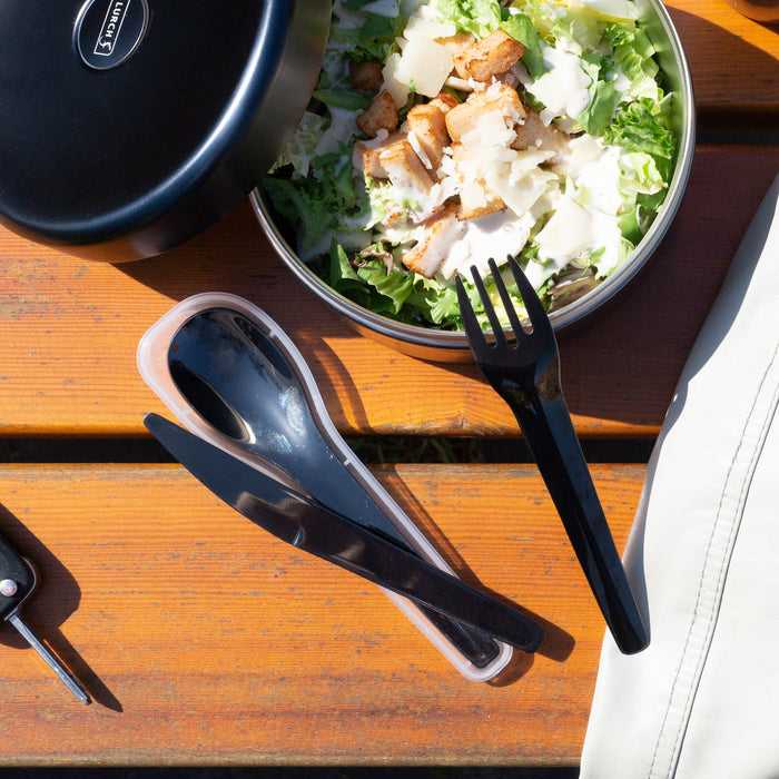 Bestickset To-Go i rostfritt stål/antracit med förvaringsbox - Lurch