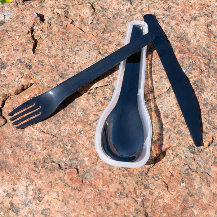 Bestickset To-Go i rostfritt stål/antracit med förvaringsbox - Lurch