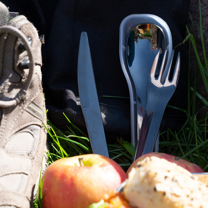 Bestickset To-Go i rostfritt stål/antracit med förvaringsbox - Lurch