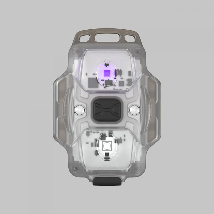 Crystal WUV Grå / Vit & Ultraviolett / 150 lm & 325 mW (365 nm) / pannband / snodd / inbyggt Li-Pol batteri - Armytek