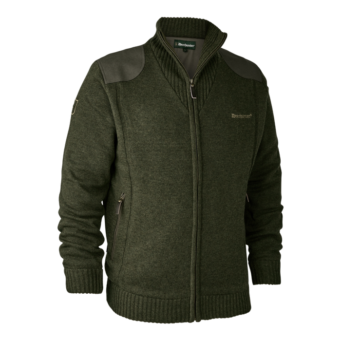 Carlisle Stickad Cardigan med Stormliner Green Melange - Deerhunter
