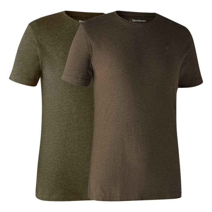 Bas 2-pack T-shirt - Adventure Green mel/Brown Leaf - Deerhunter