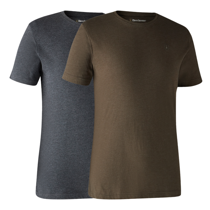 Basis 2-pak T-shirt - Brown Leaf Melange - Deerhunter