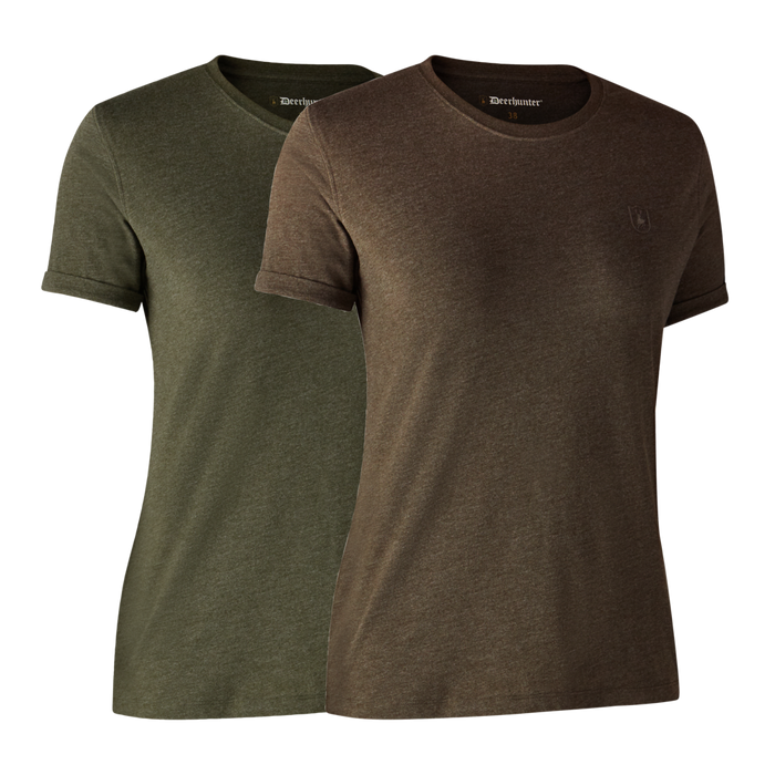 Ladies Basis 2-pak T-shirt Adventure Green mel/Brown Leaf - Deerhunter