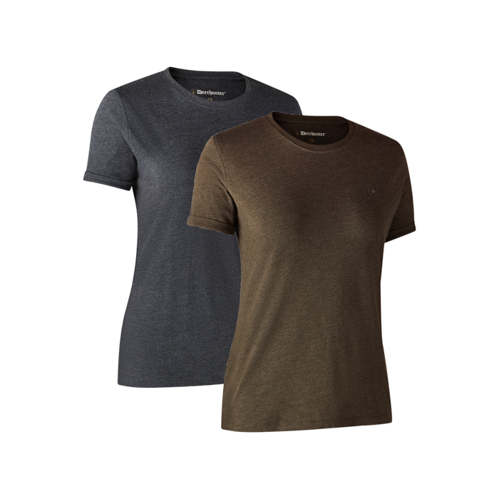 Dam Bas 2-pack T-shirt Brown Leaf Melange - Deerhunter