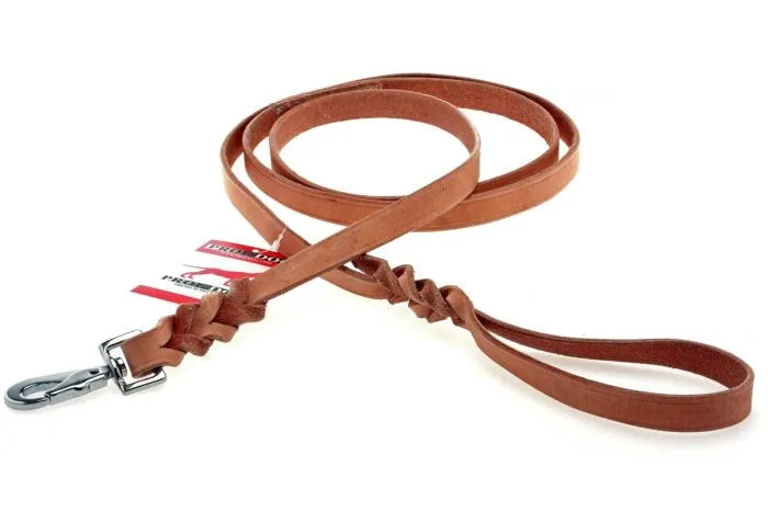 Läderkoppel med fläta och karbinhake - PROF DOG
