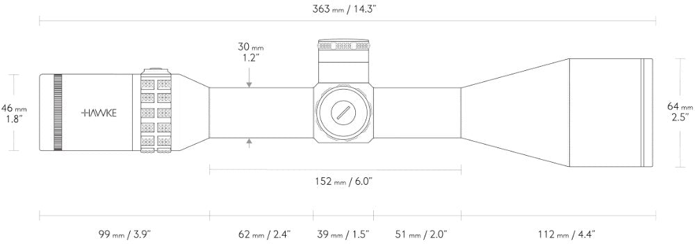 Sidewinder 30 SF 6-24x56 20x Half Mil - Hawke