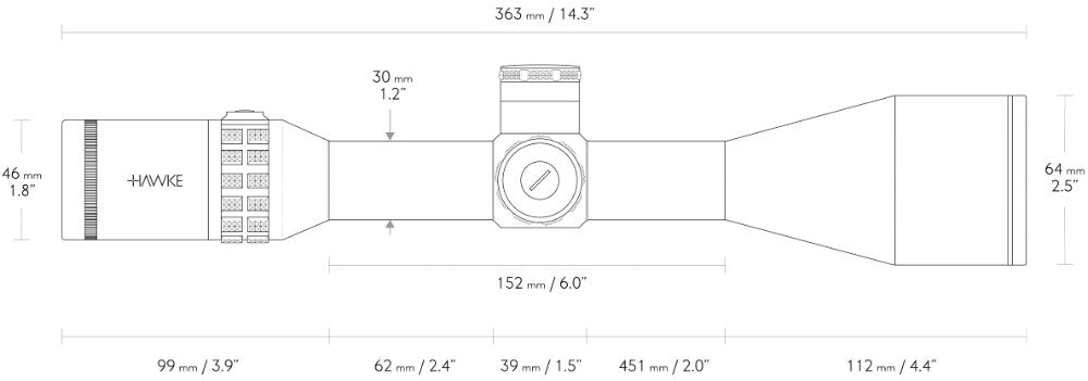 Sidewinder 30 FFP 6-24x56 FFP Half Mil - Hawke