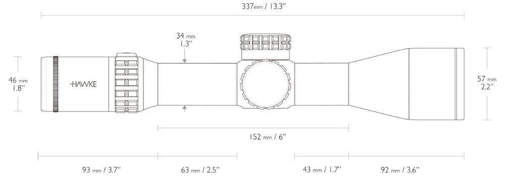 Frontier 34 FFP 3-18x50 FFP Mil Pro Ext (18x) - Hawke
