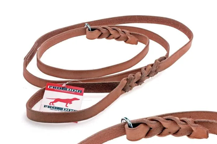 Läderkoppel med fläta - PROF DOG